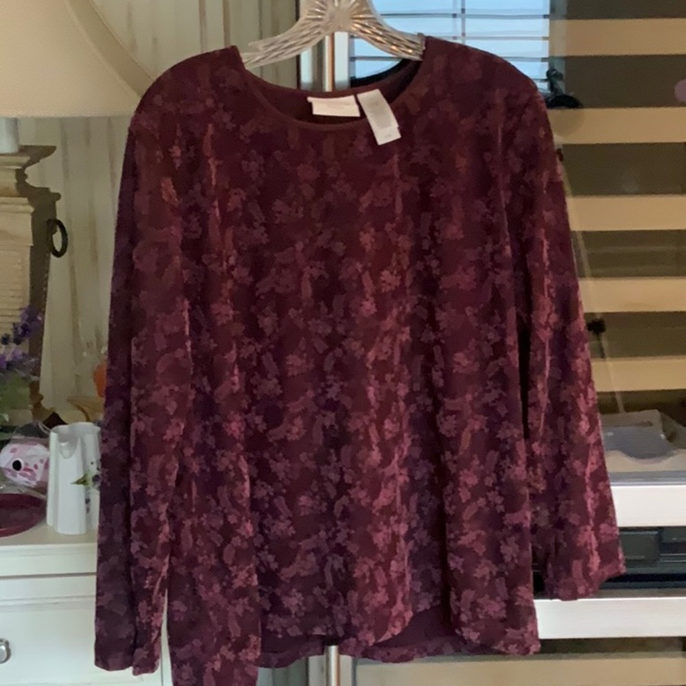 LADIES TOP PLUM/ MAUVE LONG SLEEVE LIZ CLAIBORNE 1X
